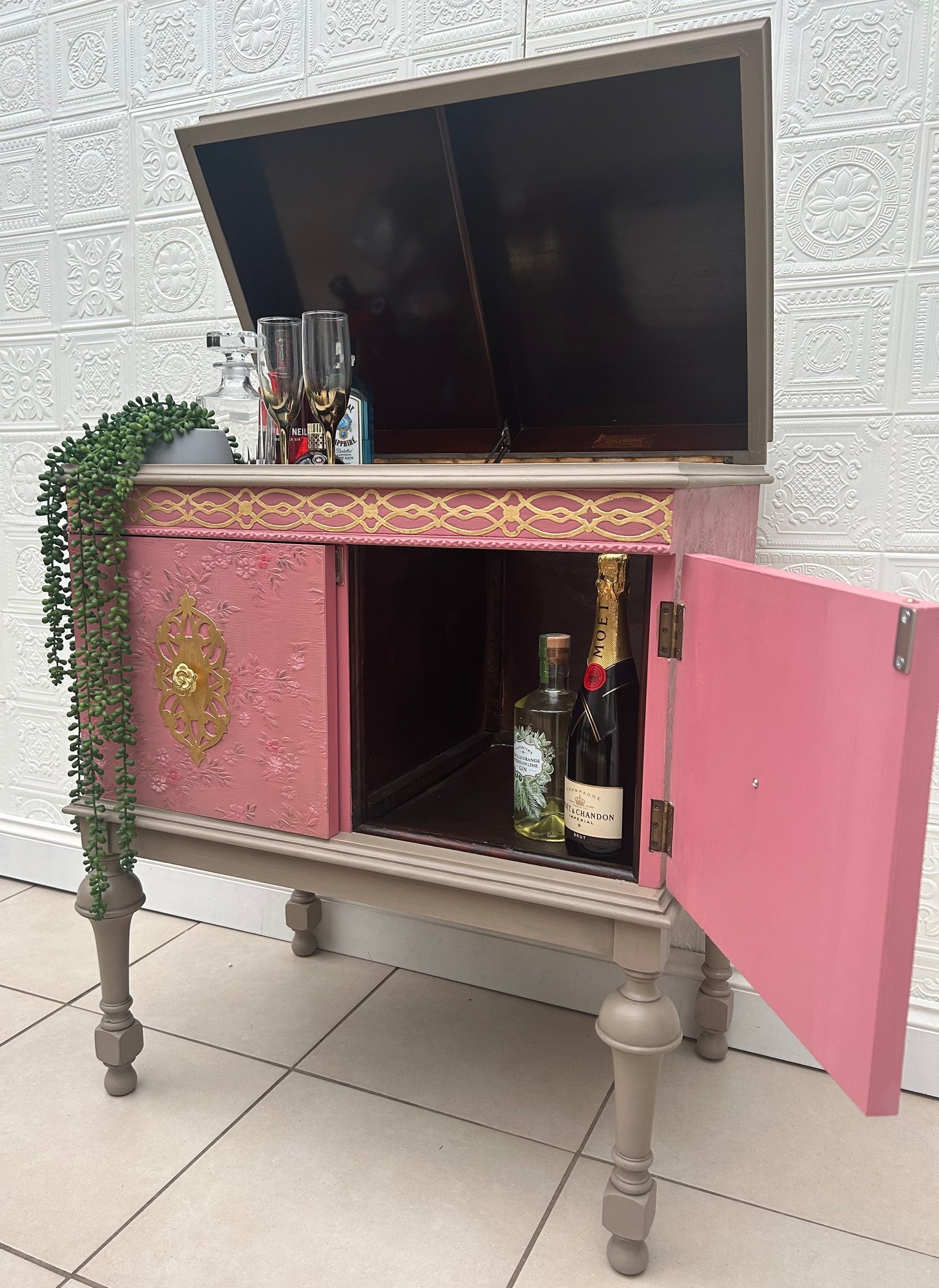 Pink vintage Drinks Cabinet, Sideboard