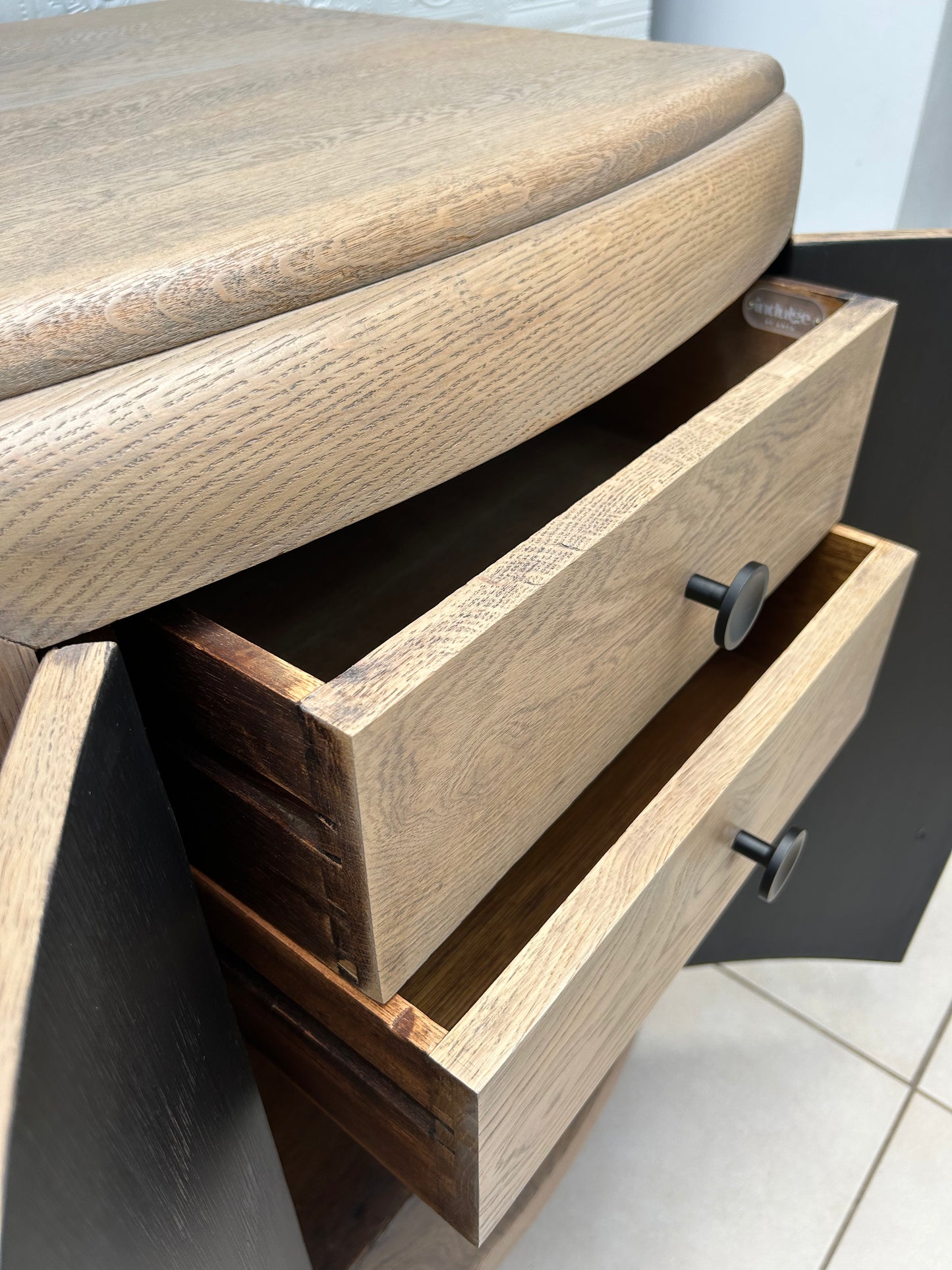 Monochrome Oak Floral Sideboard