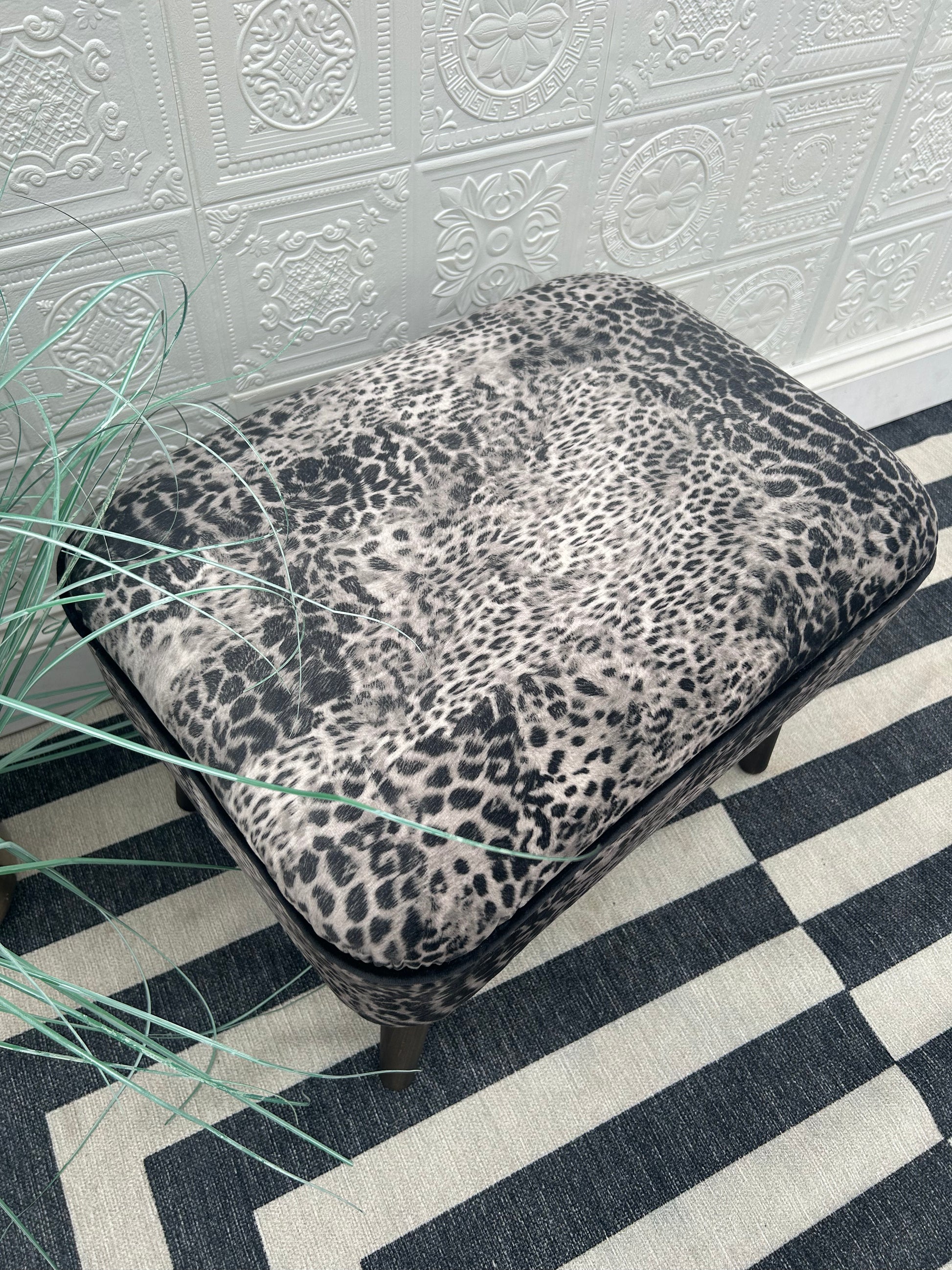 Low Nap Velvet Snow Leopard Fabric