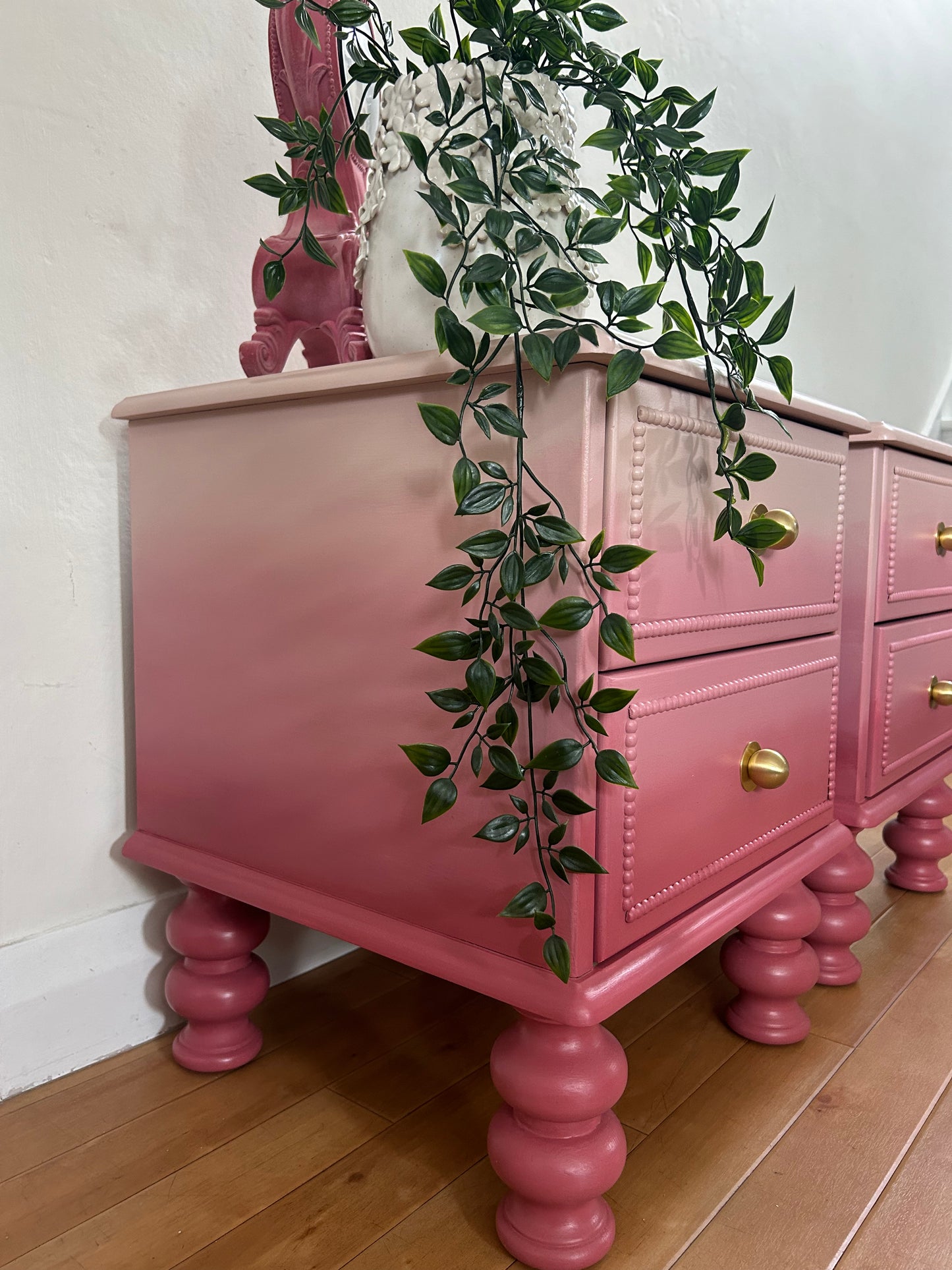 Pink Pair of Ombre Nightstands