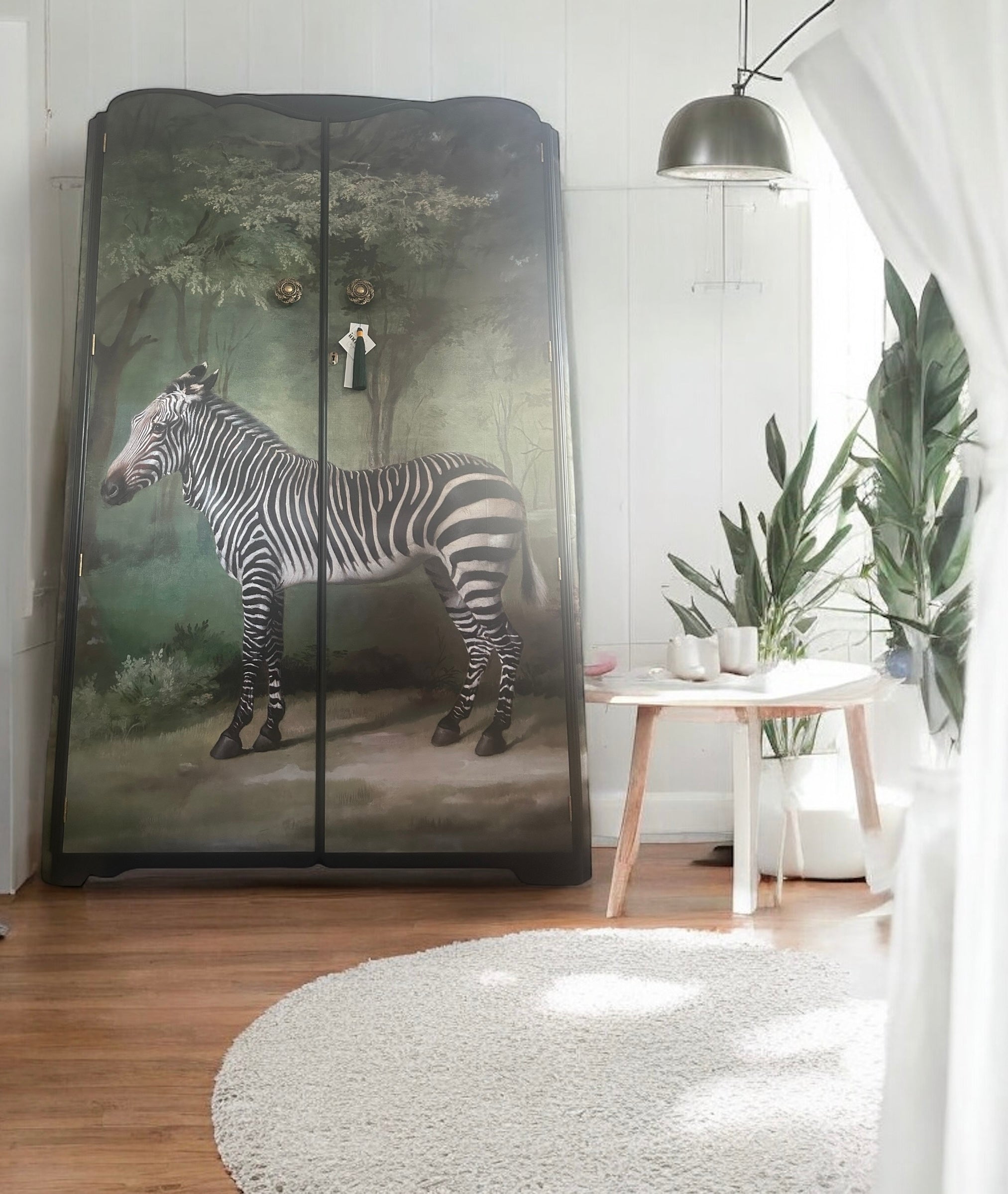Vintage Eclectic RepurposedWardrobe with Zebra & Woodland Print 