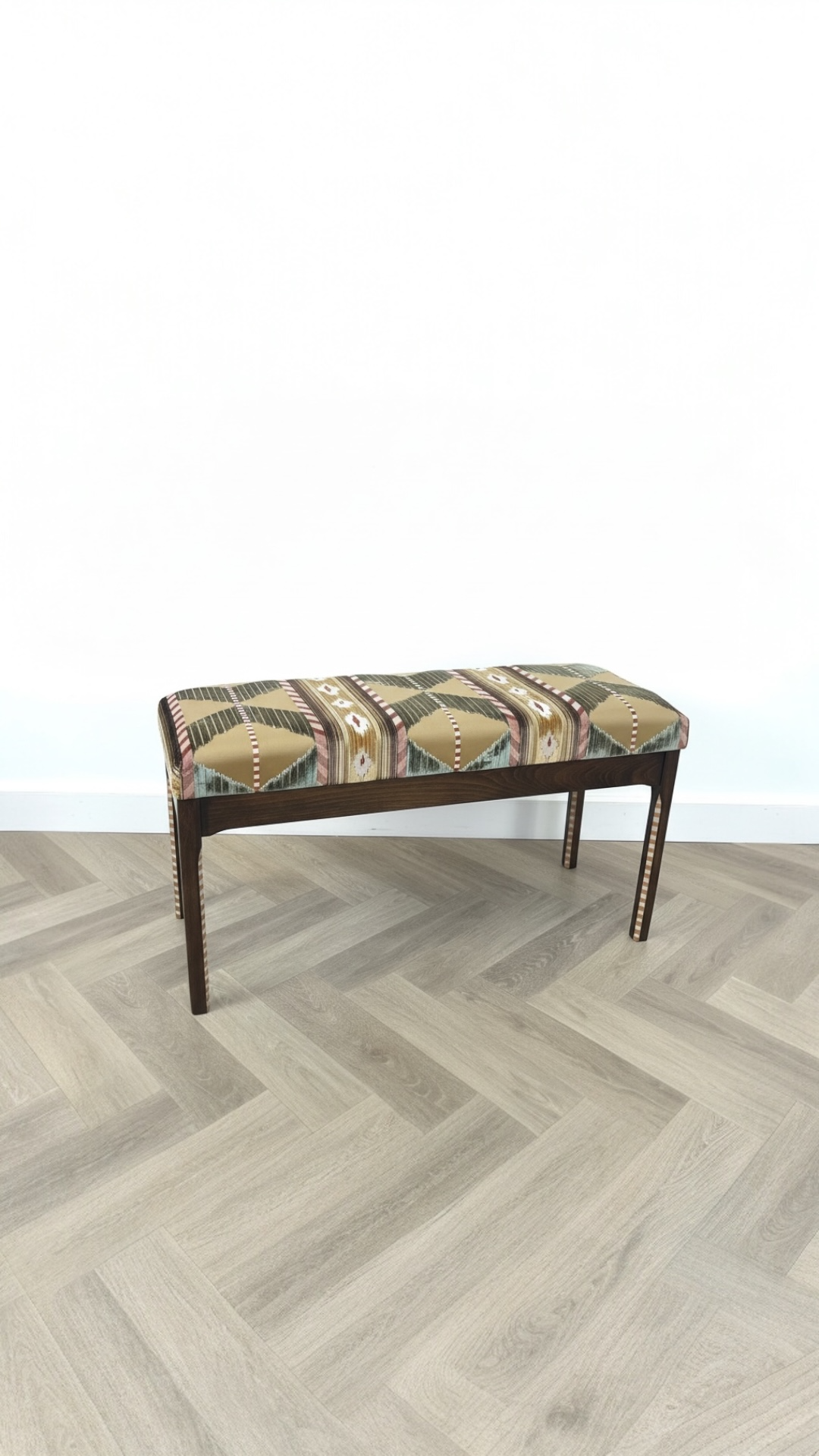Ikat Earth tones Upholstered Bench