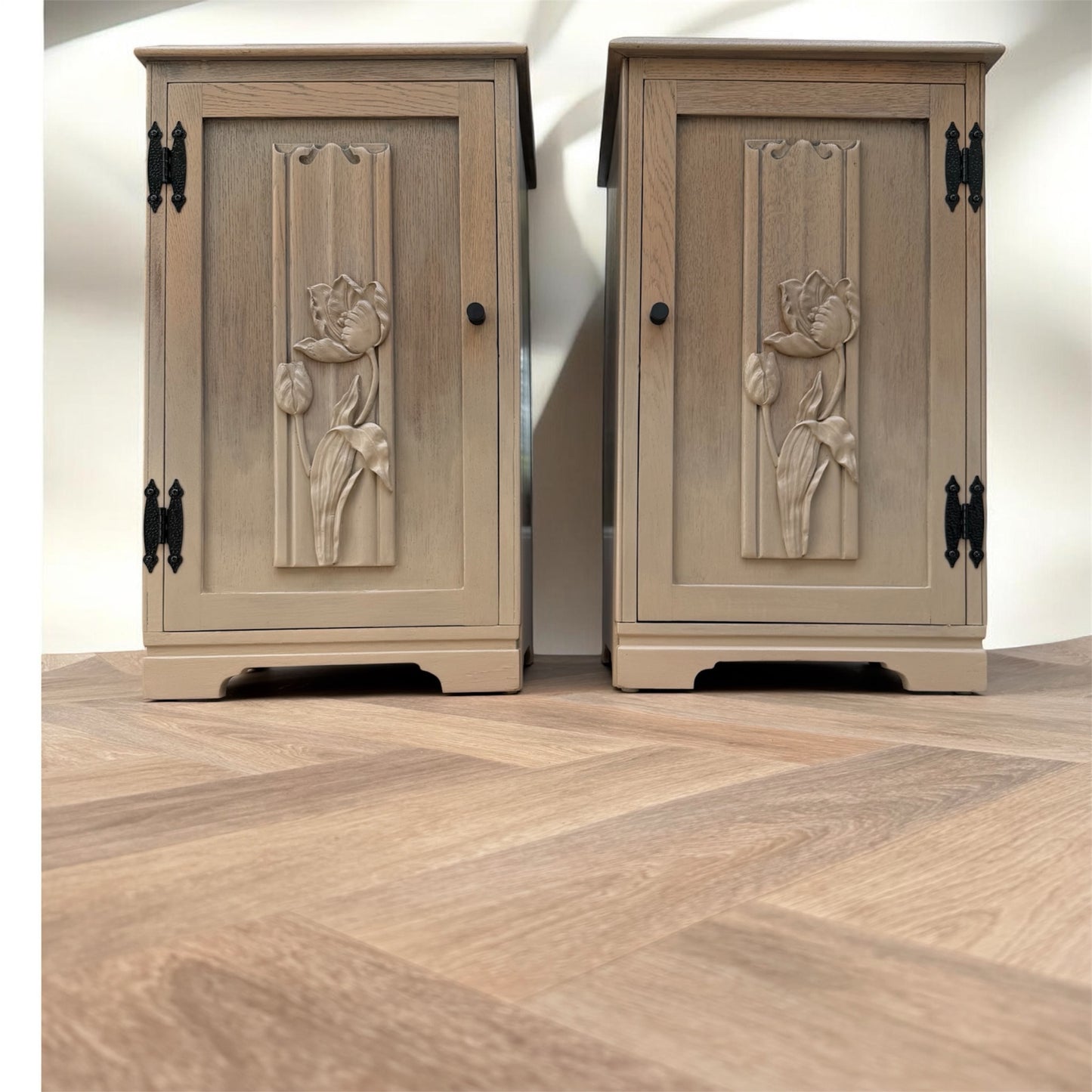 Floral Neutral Bedside Tables / Nightstands