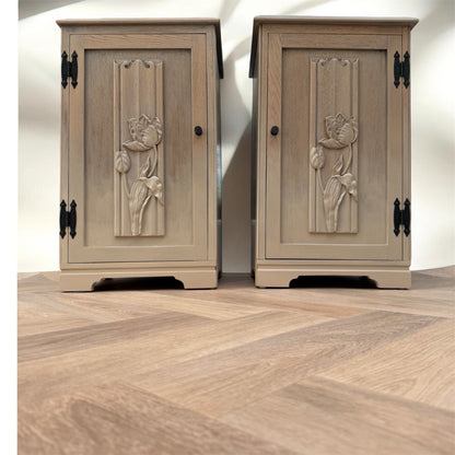 Floral Neutral Bedside Tables / Nightstands