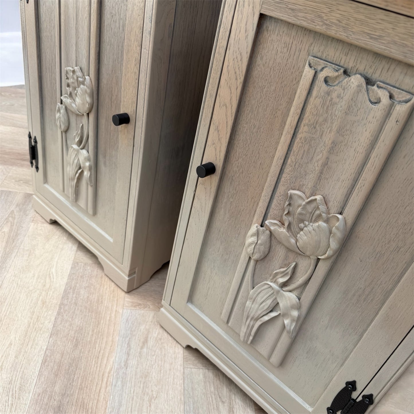 Floral Neutral Bedside Tables / Nightstands