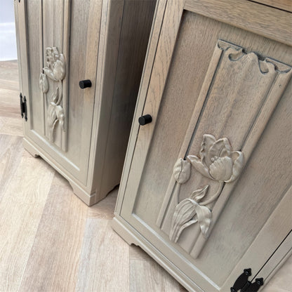 Floral Neutral Bedside Tables / Nightstands
