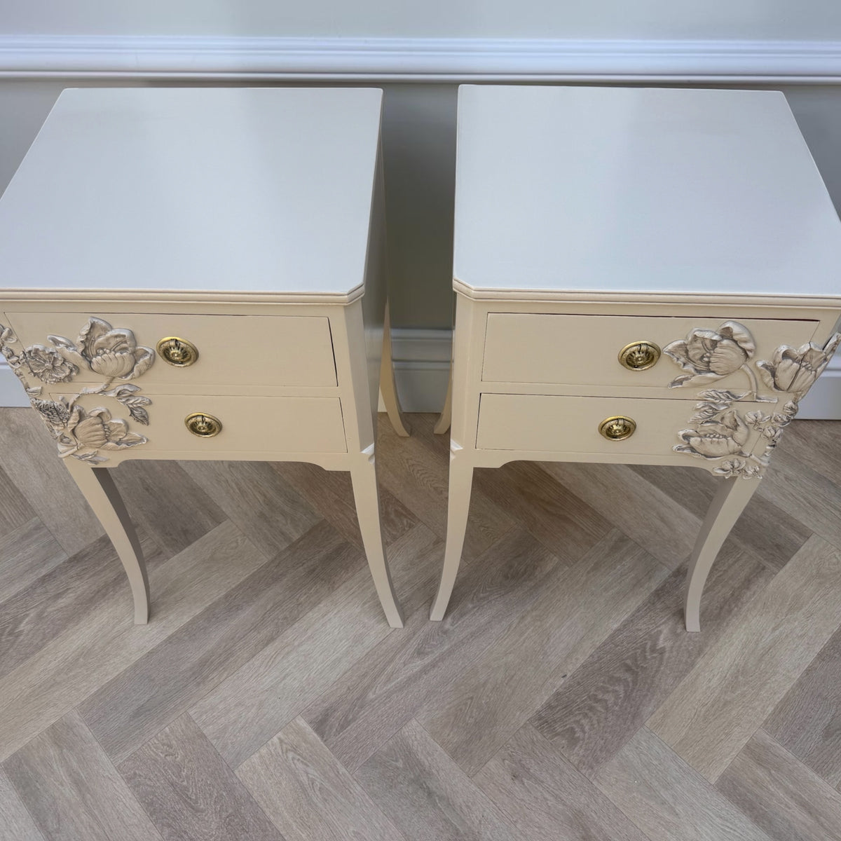 vintage maple nightstands, refinished, handpainted