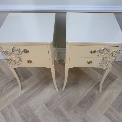 vintage maple nightstands, refinished, handpainted