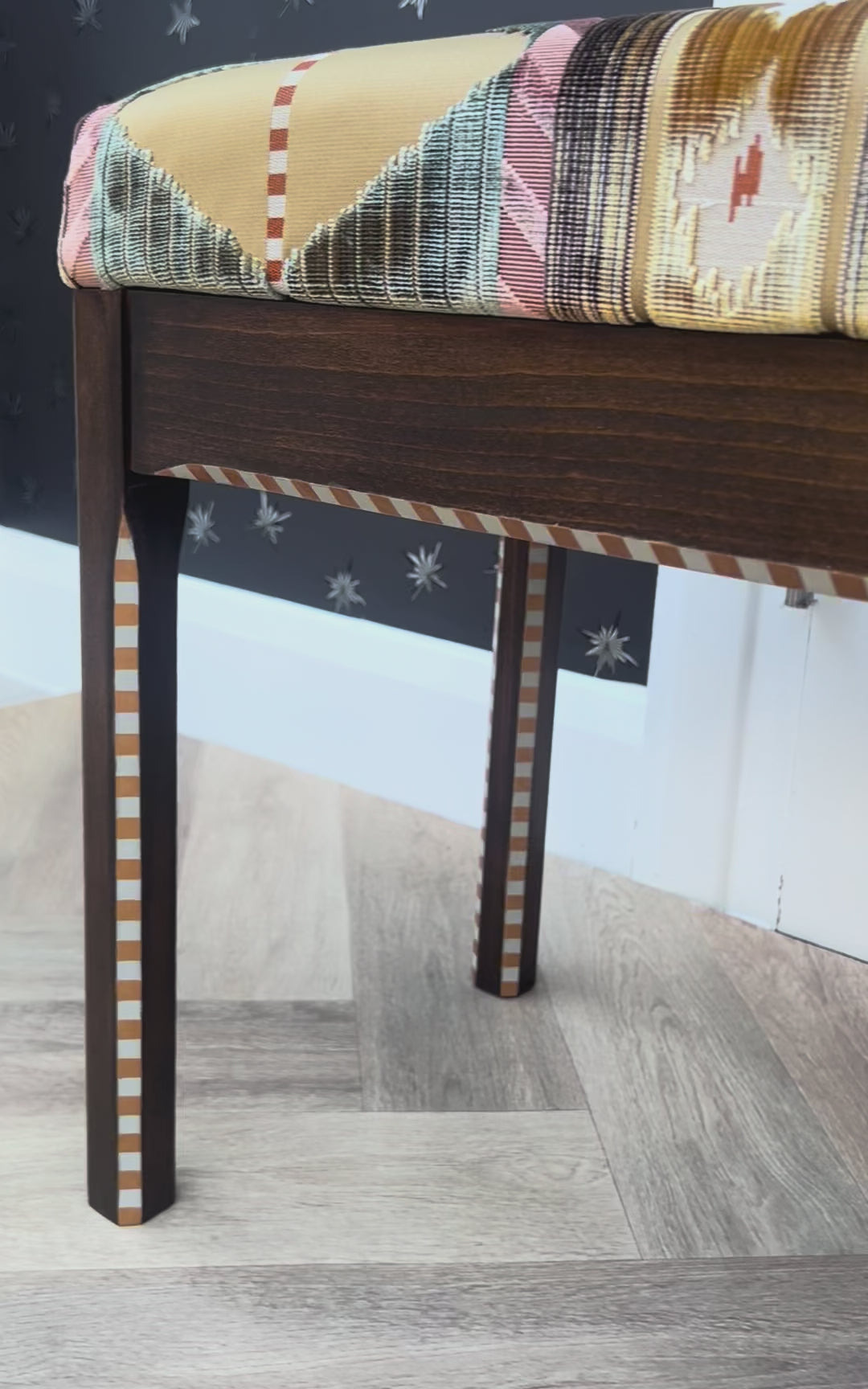 White and Copper Checkered Handpainted Detail 