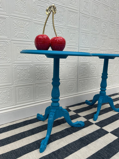 Caribbean Blue Vintage Hand-painted Occasional Tables