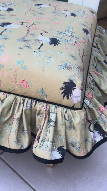 Frill Upholstered Luxury Large Footstool